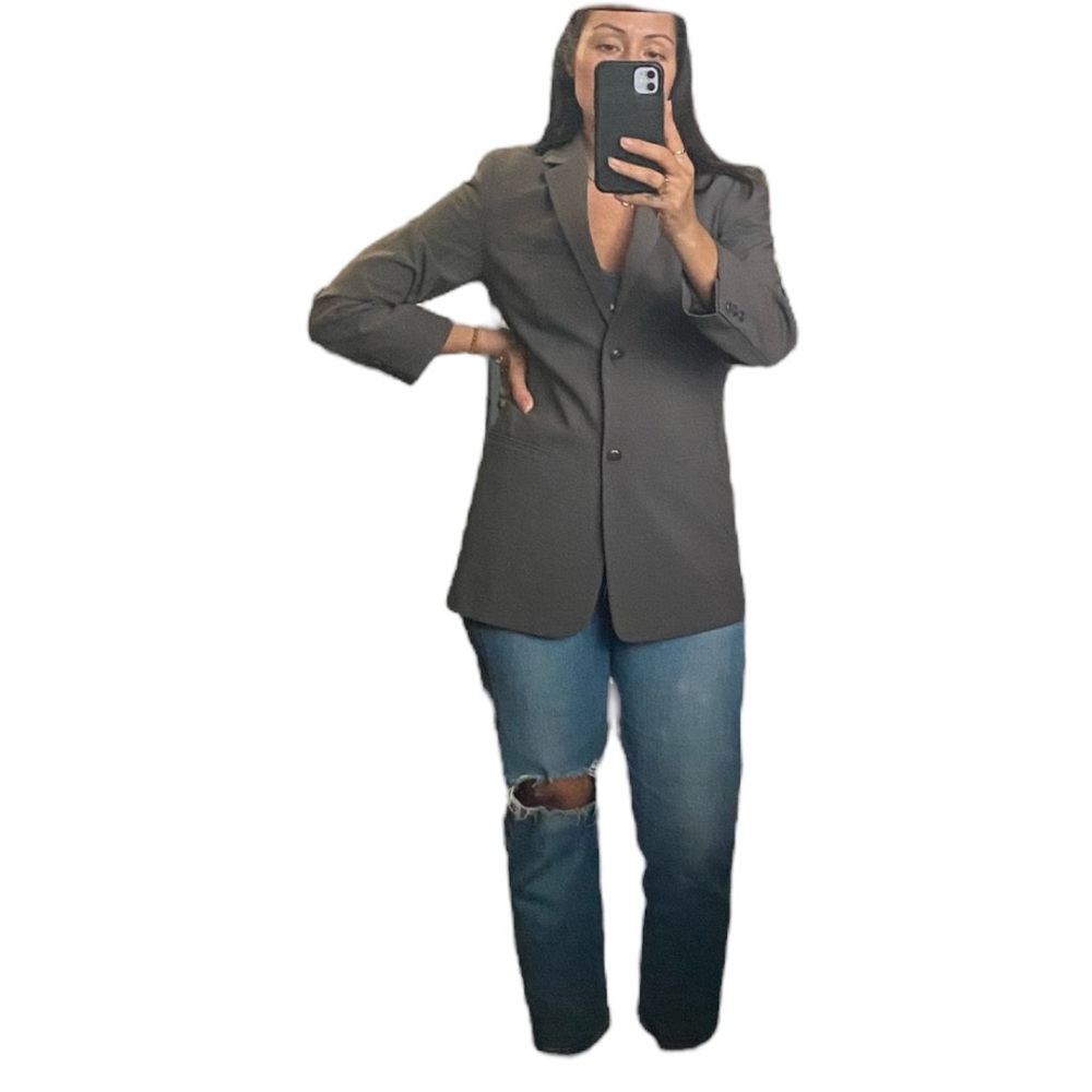 Vintage 90s Calvin Klein Boyfriend Blazer Jacket Size 8 Grey